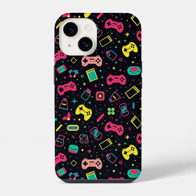 Videospiel-Controller-Muster  iPhone 14 Hülle (Rückseite)