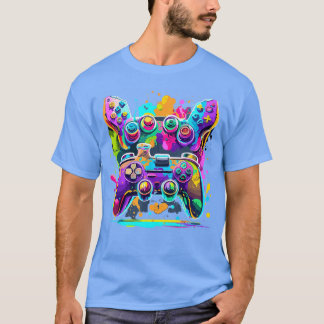 Videospiel-Controller Paint Drip Bunte Gamer G T-Shirt