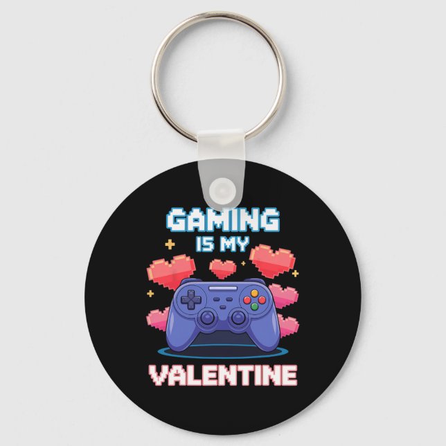 Videospiel-Controller-Pixel-Herzen für Valentinsta Schlüsselanhänger (Vorderseite)