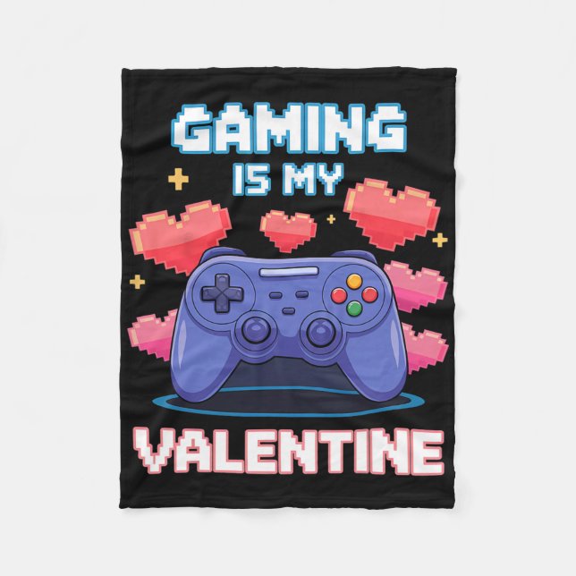 Videospiel-Controller-Pixelherzen für Valentinstag Fleecedecke (Vorderseite)