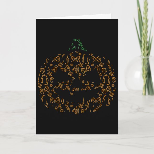Videospiel Controller Pumpkin Halloween Kostüm Ga Karte (Vorderseite)