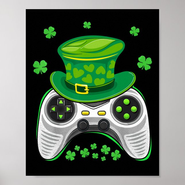 Videospiel-Controller Shamrock Gamer St. Patricks  Poster (Vorne)