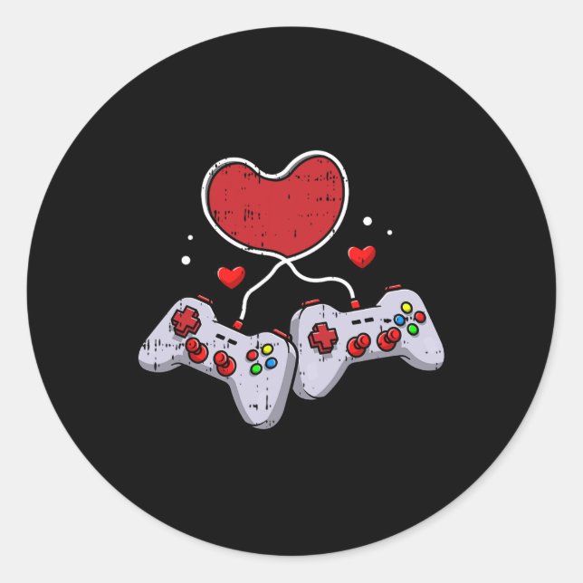 Videospiel Controller Valentinstag Cool Gaming G Runder Aufkleber (Vorderseite)