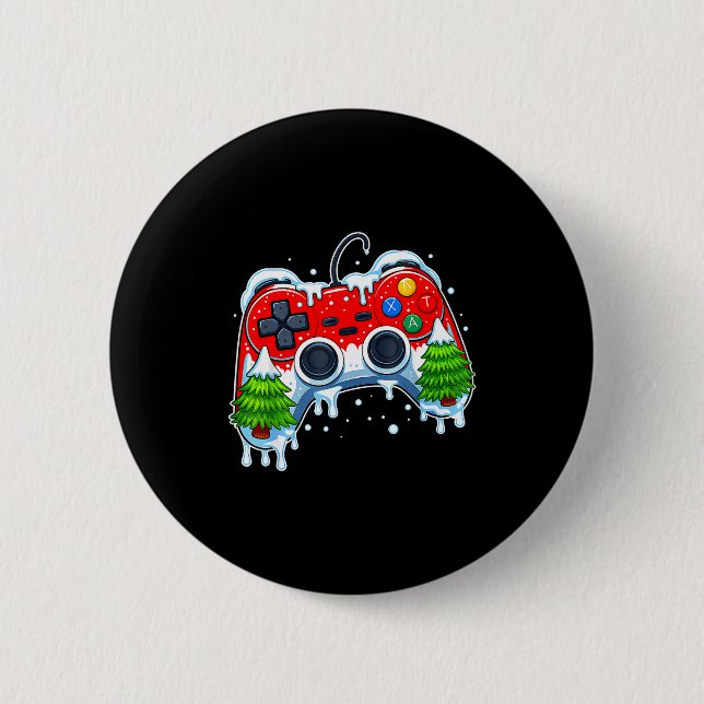 Videospiel-Controller Weihnachten Santa Hut Gamer  Button (Vorderseite)