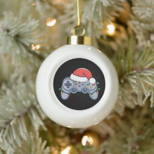 Videospiel-Controller Weihnachten Santa Hut Gamer Keramik Kugel-Ornament