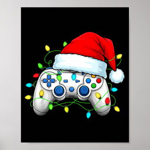 Videospiel-Controller Weihnachten Santa Hut Gamer  Poster