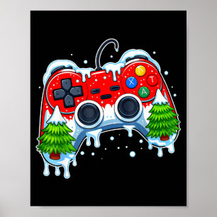 Videospiel-Controller Weihnachten Santa Hut Gamer  Poster