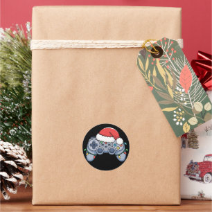 Videospiel-Controller Weihnachten Santa Hut Gamer Runder Aufkleber