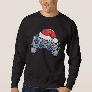 Videospiel-Controller Weihnachten Santa Hut Gamer Sweatshirt