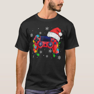 Videospiel-Controller Weihnachten Santa Hut Gamer T-Shirt
