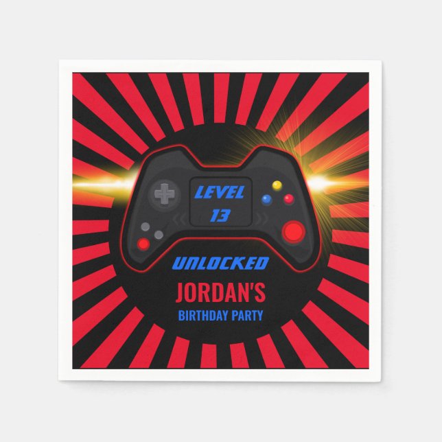 Videospiel Geburtstag Serviette (Vorderseite)