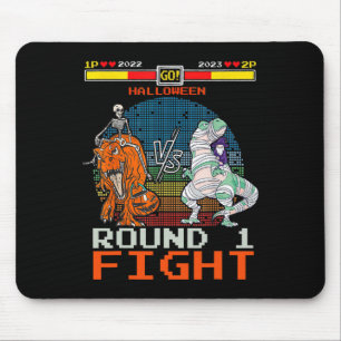 Videospiel Halloween T-rex Skelettmuse - Runde Mousepad