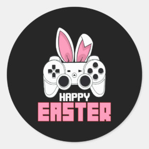 Videospiel-Osterhase-Spielecontroller-Gamer-Bo Runder Aufkleber