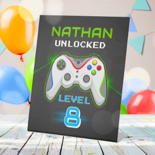 Videospiel Party Kindergeburtstag Gamer Table Sign Sockelschild