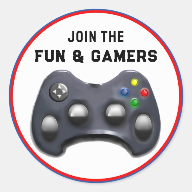Videospiel-Party Runder Aufkleber (Vorderseite)
