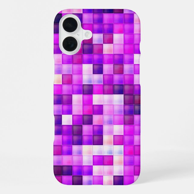 Videospiel-Pixel-Rosa-Quadratmuster iPhone 16 Plus Hülle (Rückseite)