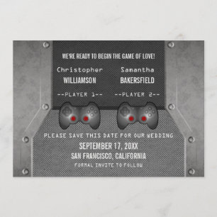 Videospiel Save the Date einladen, grau