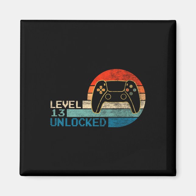 Videospielcontroller entsperrt Stufe 13 Geburtstag Magnet (Vorne)