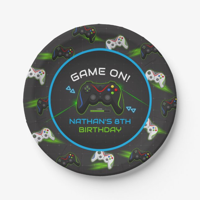 Videospielcontroller-Kindergeburtstag Pappteller (Vorderseite)