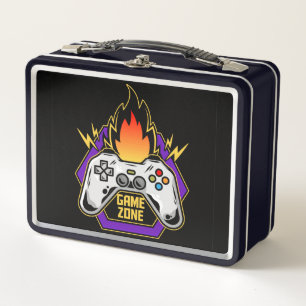 Videospielcontroller Spielzone mit Flammen Metall Brotdose