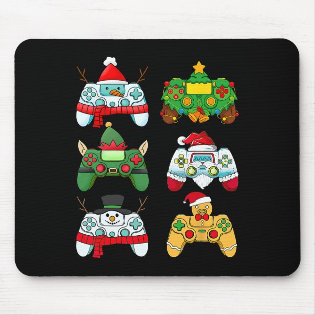 Videospielcontroller Weihnachtsmannmütze Gamer Boy Mousepad (Vorne)