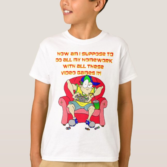 Videospiele gegen Hausaufgaben T-Shirt (Vorderseite)