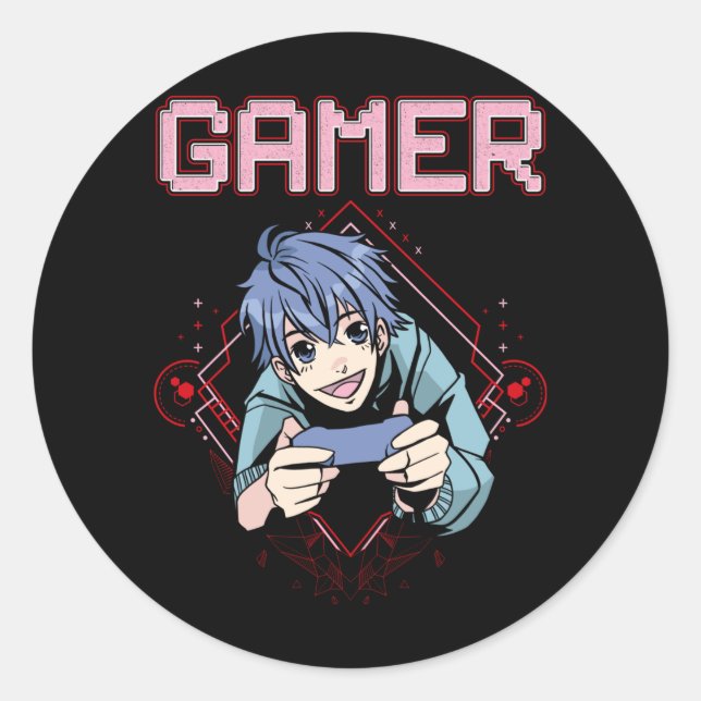 Videospiele Kid Anime Cool Console Gaming Runder Aufkleber (Vorderseite)