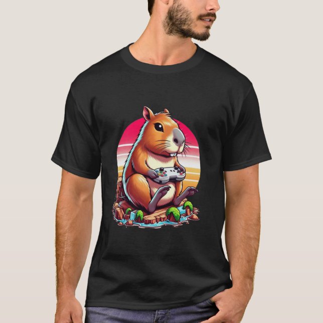 Videospiele Lover Capybara T-Shirt (Vorderseite)