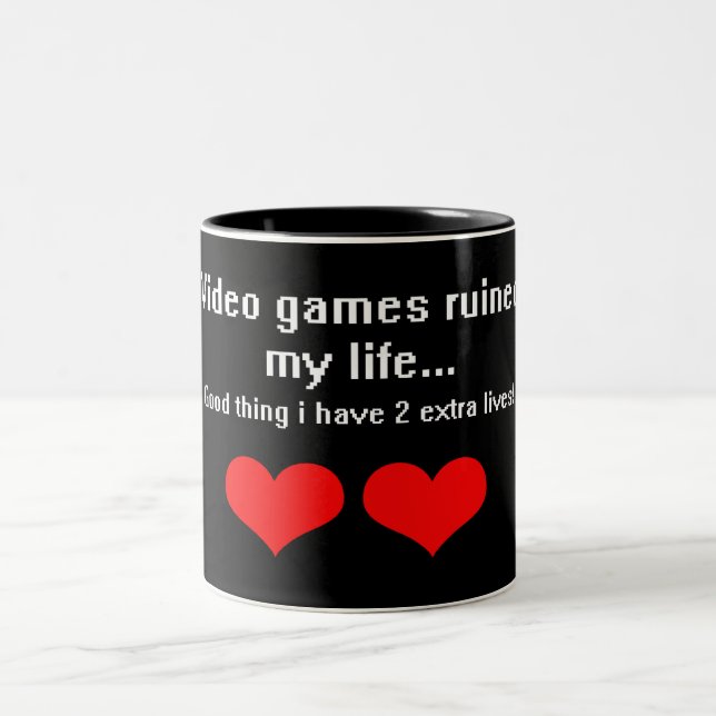 Videospiele ruinierten mein Leben… Zweifarbige Tasse (Mittel)