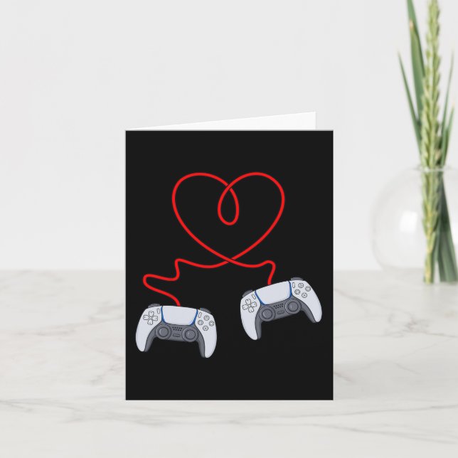 Videospielercontroller Valentinstag Herzklopfe Karte (Vorderseite)