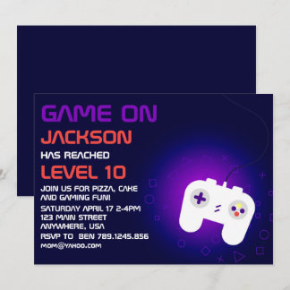 Videospiellevel-up Gamer Geburtstagsparty Einladung