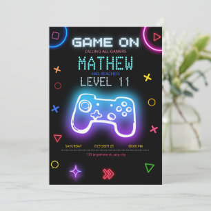 Videospielparty Gaming-Geburtstag Gamer-Geburtstag Einladung