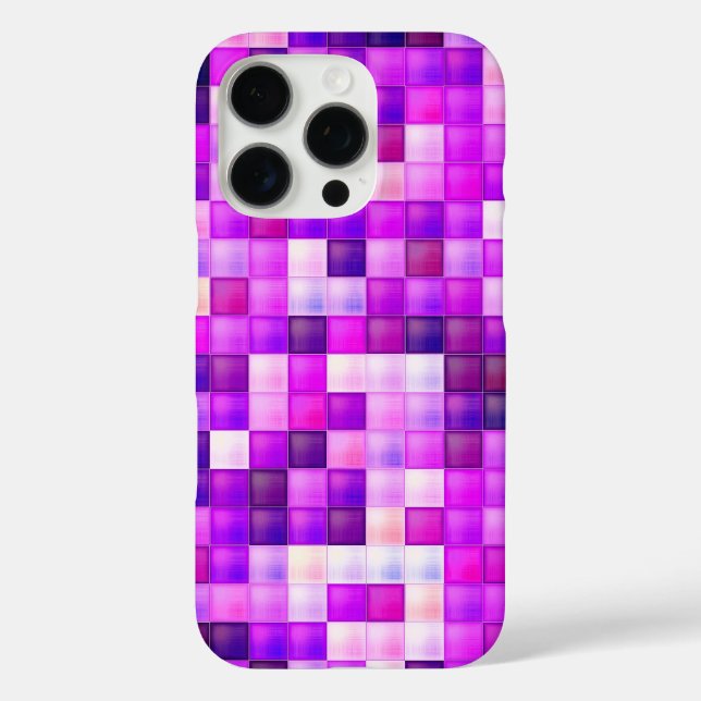 Videospielpixel rosa Quadrat Muster iPhone 16 Pro Hülle (Rückseite)