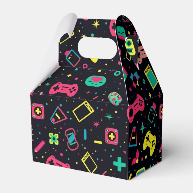 Videospielregler und Spielzeugmuster Geschenkschachtel (Rückseite)