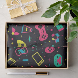 Videospielregler und Spielzeugmuster Seidenpapier