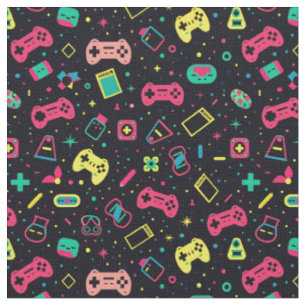 Videospielregler und Spielzeugmuster Stoff