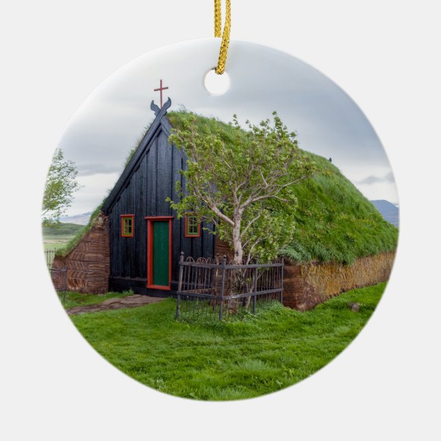 Vidimyri Turf Kirche im Norden Islands Keramik Ornament (Vorne)