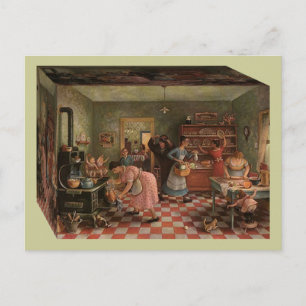 "VIE DANS LA BOÎTE" Carte postale Cuisine Vintage