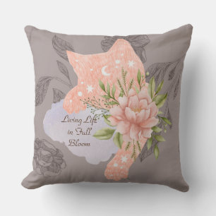 Vie en pleine floraison Taupe Coussin de la feuill