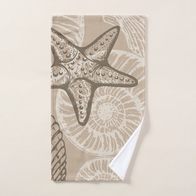 Vie marine côtière étoiles de mer et coquilles en  (Serviette à main)