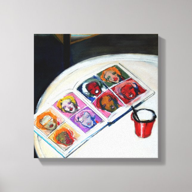 Vie morte avec livre et toile de Mug rouge (Recto)