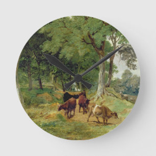 Vieh auf einem Devonshire Weg Runde Wanduhr