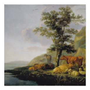 Vieh nahe einem Fluss Aelbert Cuyp Poster