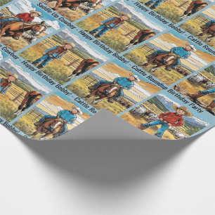 Vieh-Rundgang Jungen-Geburtstag Name personalisier Geschenkpapier
