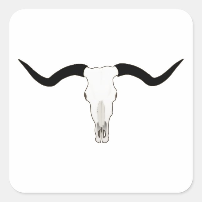 Vieh-Schädel Texas Longhorn - Hörner Quadratischer Aufkleber (Vorderseite)