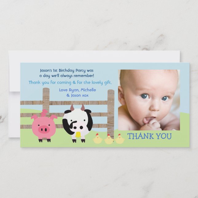 Viehbarnyard-Baby danken Ihnen Foto-Karte Dankeskarte (Vorderseite)