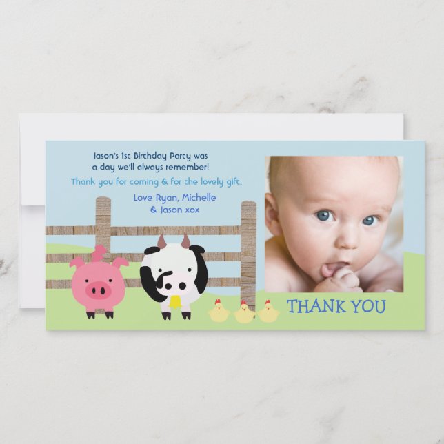 Viehbarnyard-Baby danken Ihnen Foto-Karte Dankeskarte (Vorderseite)