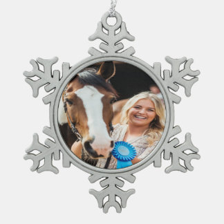 Viehbestand Schau Pferd Foto Anpassen Schneeflocken Zinn-Ornament