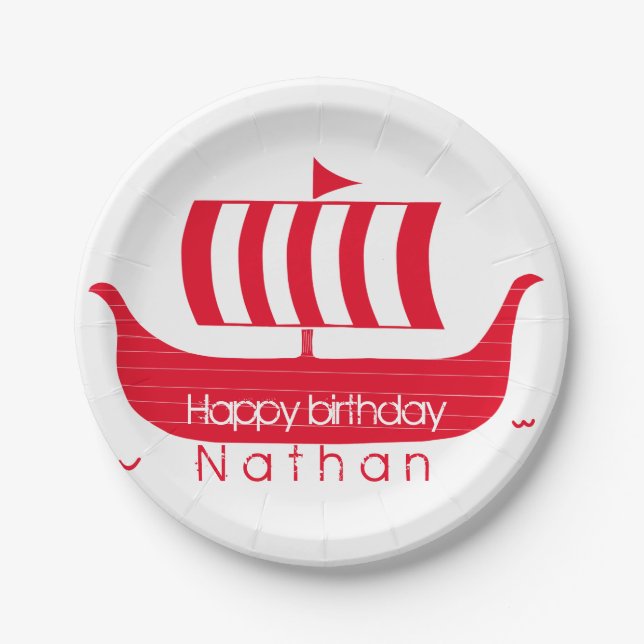 Viehboot/Langboot mit eigener Farbe Pappteller (Vorderseite)