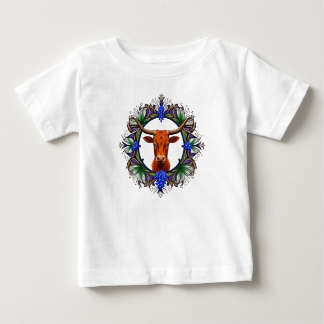 Viehhirten, umgeben von Bluebonnets Baby T-shirt (Vorderseite)